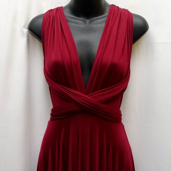 Anthropologie x BHLDN twobirds Ginger Convertible Maxi Dress Bordeaux - Picture 8 of 9